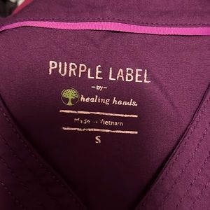 Healing hands purple label. Jane 2 v neck scrub top. Color eggplant